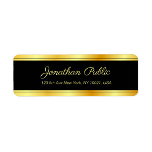Elegant Modern Template Handwritten Script Gold Return Address Label