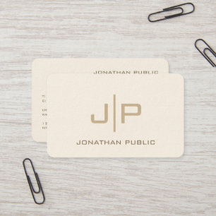 Elegant Modern Template Monogram Oceania Cream Business Card