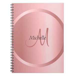 Elegant Modern Template Rose Gold Mono gram Notebook
