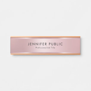 Elegant Modern Template Trendy Glamour Rose Gold Door Sign