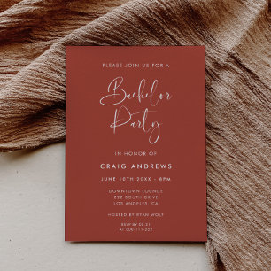 Elegant & Modern Terracotta Bachelor Party Invitation