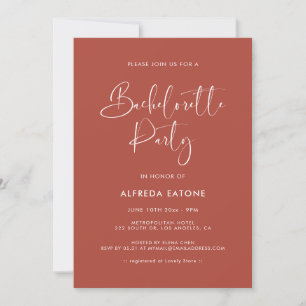 Elegant & modern terracotta Bachelorette Party Invitation