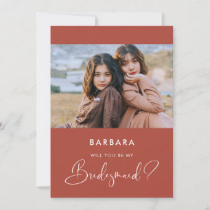 Elegant modern Terracotta Bridesmaid proposal card