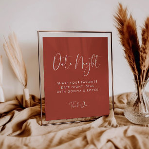 Elegant & Modern Terracotta Date night ideas sign