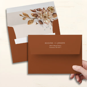 Elegant Modern Terracotta Floral Boho Fall Wedding Envelope