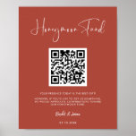 Elegant & Modern Terracotta Honeymoon fund QR code Poster<br><div class="desc">A modern typography and a trendy terracotta, clay and peach colour palette for your wedding stationery: choose this simple and elegant wedding suite. Fully customisable: you can change the background as well as the text colour as you like. Replace the QR code with your own to give your guests access...</div>