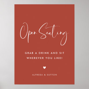 Elegant & Modern Terracotta Open Seating Wedding Poster