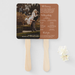 Elegant Modern Terracotta Photo Wedding Program Hand Fan