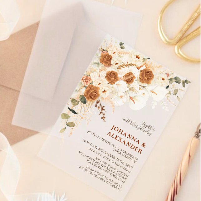 Elegant Modern Terracotta Wedding Acrylic Invitations (Creator Uploaded)