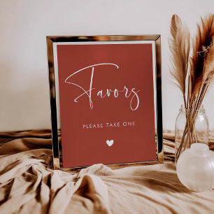 Elegant & Modern Terracotta wedding Favours sign