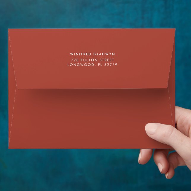 Elegant & modern terracotta wedding invitation envelope (Hand)