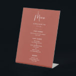 Elegant & modern Terracotta wedding menu Pedestal Sign<br><div class="desc">A modern typography and a trendy terracotta,  clay and peach colour palette for your wedding stationery: choose this simple and elegant wedding suite. Fully customisable: you can change the background as well as the text colour as you like.</div>