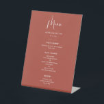 Elegant & modern Terracotta wedding menu Pedestal Sign<br><div class="desc">A modern typography and a trendy terracotta,  clay and peach colour palette for your wedding stationery: choose this simple and elegant wedding suite. Fully customisable: you can change the background as well as the text colour as you like.</div>