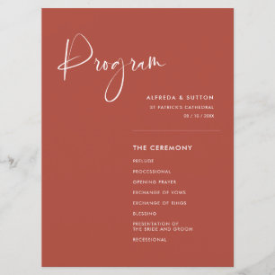 Elegant & modern terracotta wedding program