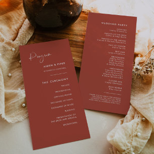 Elegant & modern terracotta wedding program