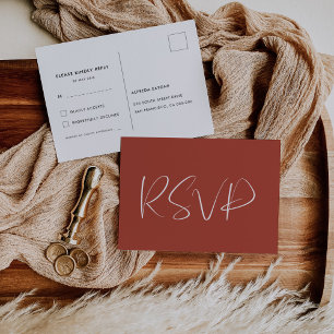 Elegant & modern terracotta wedding RSVP Postcard