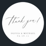 Elegant modern thank you script minimalist wedding classic round sticker<br><div class="desc">Modern thank you script minimalist design in charcoal black and white,  simple and elegant. great personalised favour stickers.</div>