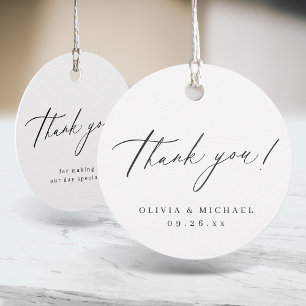 Elegant modern thank you script minimalist wedding favour tags