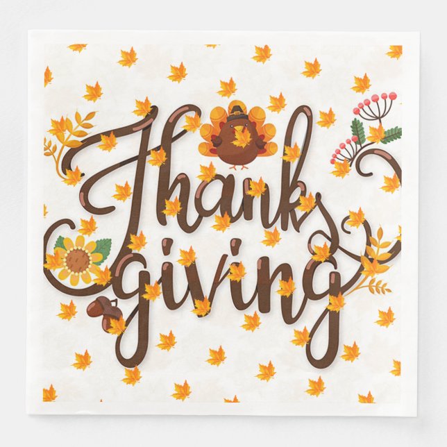 Elegant Modern Thanksgiving Popular Napkin (Front)