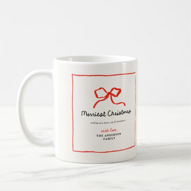 Elegant modern traditional red bow Christmas Coffee Mug (Left)