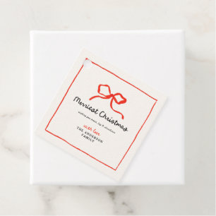 Elegant modern traditional red bow Christmas Favour Tags