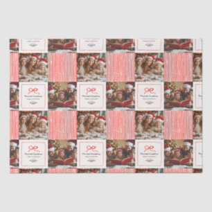 Elegant modern traditional red bow photo Christmas Tissue Paper