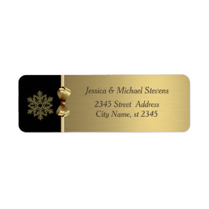 Elegant modern trendy gold holiday snowflake return address label