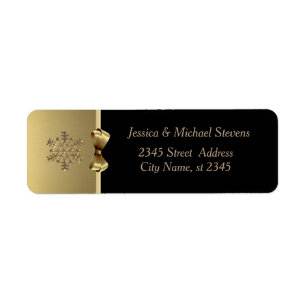 Elegant modern trendy gold holiday snowflake return address label