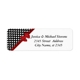 Elegant modern trendy red bow Polka dots wedding Return Address Label