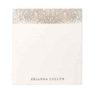 Elegant Modern Trendy Silver Sequins Notepad