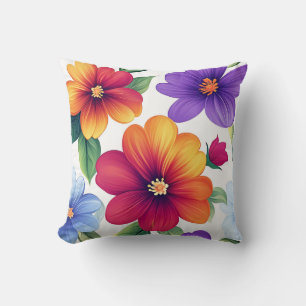 Elegant Modern Trendy Stylish Red Orange Floral Cushion