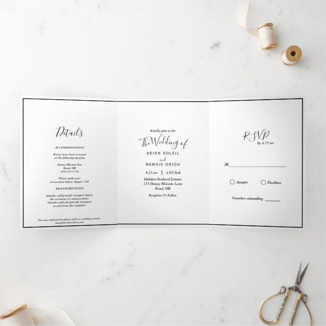Elegant Modern Trifold Letter Fold Invitation (Inside)