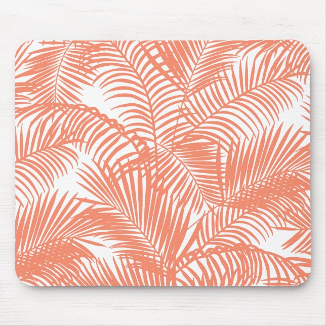 Elegant modern tropical coral palm tree mouse pad (Front)