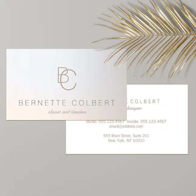 Elegant Modern Two Initial Monogram Professional 2 Business Card | Zazzle