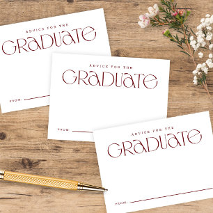 Elegant Modern Type Burgundy Graduation Advice Enclosure Card