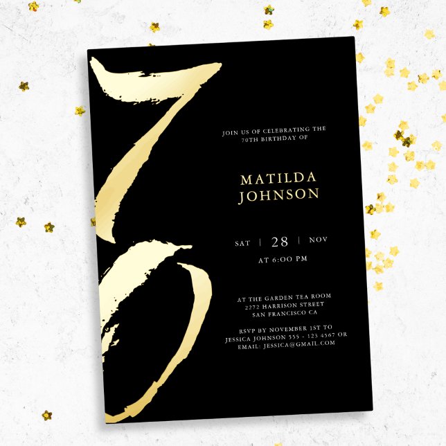 Elegant Modern Typography 70th Birthday  (Elegant Modern Typography 70th Birthday Foil Invitation)