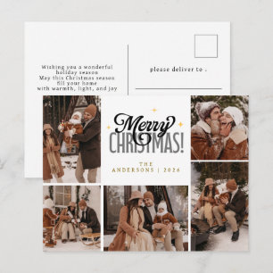 Elegant Modern typography Christmas Family Photo Holiday Postcard