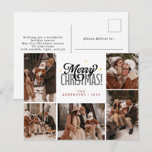 Elegant Modern typography Christmas Family Photo Holiday Postcard