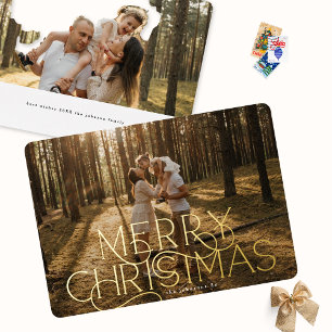 Elegant & Modern Typography MERRY CHRISTMAS photo Foil Holiday Card