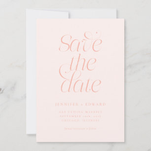 Elegant Modern Typography Peach Wedding Save The Date