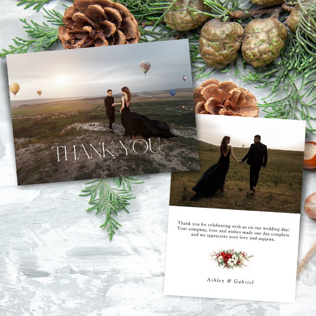 Elegant Modern Typography Photo Thank You Card (Creator Uploaded)