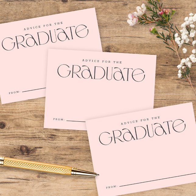 Elegant Modern Typography Pink Graduation Advice Enclosure Card (Creator Uploaded)