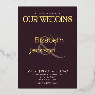 Elegant Modern Typography Plum Noir Wedding