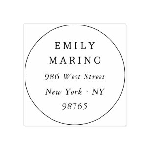 Elegant Modern Typography Round Return Address Rubber Stamp