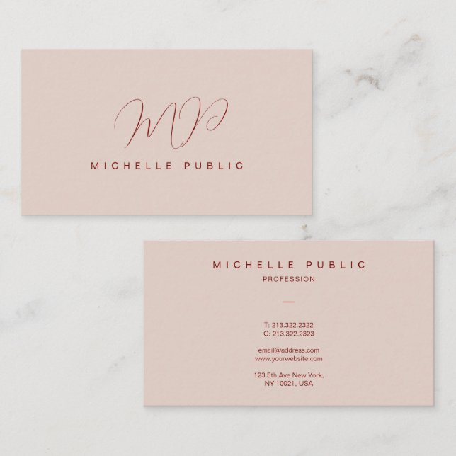 Elegant Modern Typography Script Monogram Business Card (Front/Back)