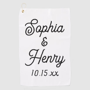 Elegant Modern Typography Script Wedding Favour Golf Towel