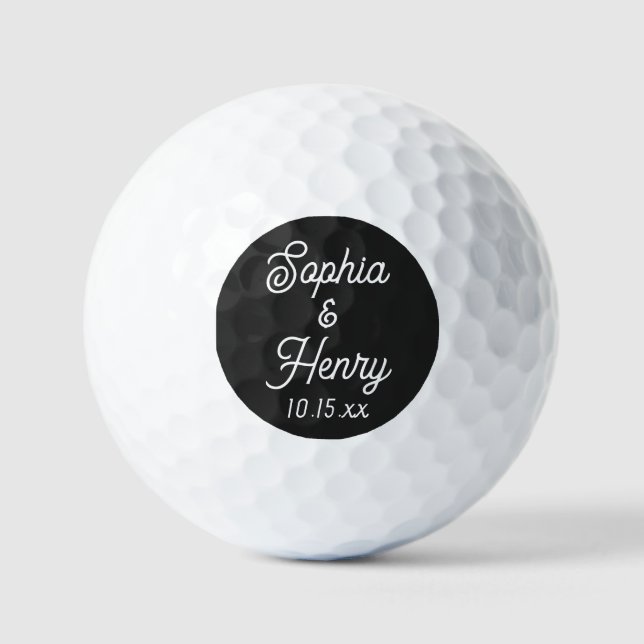 Elegant Modern Typography Wedding Favour Golf Balls (Front)