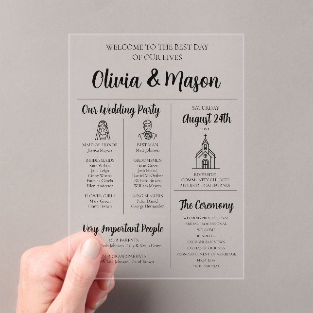 Elegant Modern Unique Infographic Wedding Program (Insitu (Handheld))
