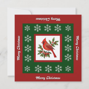 Elegant Modern Unique Red Bird Christmas Holiday Card