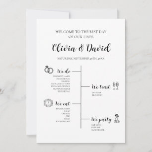 Elegant Modern Unique Wedding Timeline Program